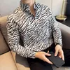 Men's Casual Shirts Black White Zebra Stripes Shirt High-quality Slim Fit Business Dress Social Party Tuxedo Men Clothing M-4xl