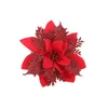 Fiori decorativi 10 pezzi rosso oro rosso natale artificiale fiore falso allegri di alberi per la casa 2024 ornamenti navidad navigatore