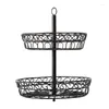 Kitchen Storage Fruit Bowl For Counter 360 Degree Rotatable Metal Removable Basket Reusable Vegetable Dining Room