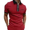 Summer Mens Color Color Polo Shirt Short à manches courtes à manches à manches à glissière Tshirts pour hommes Streetwear décontracté.