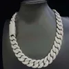 Новый процесс ювелирных изделий 18 мм Sier Ice Out Mossinate Diamond Collece Mensing Stainless Steel Cuban Link Chain