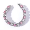 Gioielli hip hop 10mm Bracciale hip hop diamante rosa Bracciale hip hop s925 set con braccialetto di diamanti quadrati per uomini donne