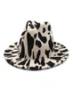 Europejski amerykański w stylu brytyjski krowy Jazz czapka faux wełna fedora hats hats kobiety menu szerokie grzbiet panama impreza formalna hat7764453