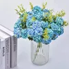 Fleurs décoratives 4 packs Artificiel Silk Hortengea Fake Bridal Bridesmaid Flower Bouquet pour la fête de mariage Decoration Home 10 Head 36cm