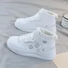 Casual Shoes Women Sneakers Leather Platform Winter Korean White Ladies Lace Up High Top Woman Vulcanized 2024