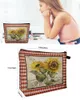 Cosmetic Bags Flower Sunflower Rhombus Retro Makeup Bag Pouch Travel Essentials Lady Women Toilet Organizer Storage Pencil Case
