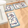 Tapis de bain à trois pièces Absorbant Mat de sol Set Cartoon Flock Flock Dopt Not Slip et Pavares à séchage rapide