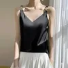 Women's Tanks Ladies Silk V-neck Camisole Satin Inner Loose Suspenders Sleeveless Top Summer Outer Wear Mulberry Solid Base Thin Vest