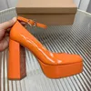 Dress Shoes Donna-in Elegant Ladies Platform High Heels 11.5cm Patent Leather Round Toe Comfortable Women Fashion Buckle