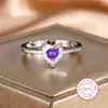 Klusterringar Simple Fashion Love Shaped 925 Silver Ring for Women's Party Jewelry Wedding Sterling Jubileumsgåva