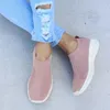 Casual Shoes Women's Sneakers 2024 Fashion Beskable Solid Color Women glid på Sock Ladies Flat Woman