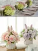 Fleurs décoratives Bouquet artificiel Bouquet Silk Rose Potted Home Decor Jardin Wedding Fake Flower Office Office Desktop Decoration