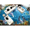 Autocollants 3D PVC Planchers Mur personnalisé Autocollant Beau Stéréoscopique Dolphins SeaWorld Floor Stickers Bathroom