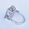 Cluster anneaux bijoux féminins S925 Silver Ring Square Shape Champagne Big Crystal Designer Hyperbole Engagement Wedding