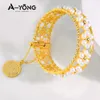 Ayong Elegant Pearls Gold Bracelets 21k 골드 도형 럭셔리 커프 뱅글 터키 중동 무슬림 파티 보석 이벤트 선물 240403