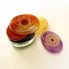 Decoratieve beeldjes natuursteen zeven chakra's kwarts kristal gesneden ovale hangers voor sieradenaccessoires