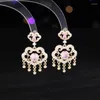 Dangle Earrings Bilincolor Chinese Style Zircon Inlaid Safety Lock For Women