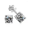 Boucles d'oreilles S925 Silver Needle Classic Four Claw Simple for Men Women