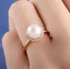 Moda cyrkon Rose Gold Pearl Pierścień urok elegancka dziewczyna biżuteria