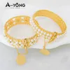 Ayong Elegant Pearls Gold Bracelets 21k 골드 도형 럭셔리 커프 뱅글 터키 중동 무슬림 파티 보석 이벤트 선물 240403