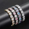 Hip Hop -sieraden 10 mm roze witte diamantarmband Hip Hop Bracelet S925 Set met vierkante diamanten armband voor mannen Women