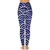 Pantalon actif bleu marine seigaiha yoga dame japonais wave imprimer leggings push up kawaii legging stretchy Design fitness sport