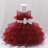 Vestido de verão de bebê 1 ano, garotos rosa inchados, batização da princesa Brithday vestidos crianças crianças batismo roupas de menina 240407