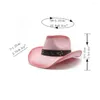 Berretti vintage retrò cinghia di cuoio retrò cintura vuota da donna uomo paglia larga beach beach cowgirl cowgirl western sun cappello