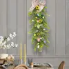 Decorative Flowers Easter Egg Flower Wreath With Colorful Eggs Swag Spring Garland For Front