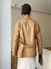 Women's Leather Genuine Mid-length Jacket For Women 2024 Trend Simple Solid High-end Single Breasted Belted Slim Real Sheepskin Coat