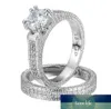 Anéis de banda 2 PCs 18K Gold branco preenchido 925 Silver Original Wedding Rings Bands Sets de noiva para Women3279608