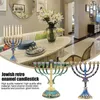 Partes de velas HD 9 Branch Magen David Menorah Colección de soporte pintado a mano para Hanukkah Shabat Ceremonia de Navidad Decoración del hogar G Q2O3