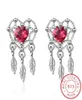 Stud Sweet Red Love Heart 925 Sterling Silver Dream Catcher Earrings for Women Christmas Gift SE670Stud7095352