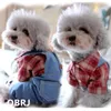 Dog Apparel Pets Puppy Cat Clothes Thin Clothing Spring Summer Four-legged Denim Straps Buttons Plaid Shirts For XS-XL Red White