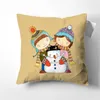 Pillow Christmas Cartoon Snowman Capas de linho Jogue a capa de trenó de casa decorativa S para sofá