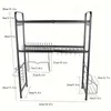 Kitchen Storage Double-Layer Sink Rack Large Stainless Steel Utensil Holder Dish Drainer Organizer And