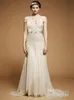 2019 Jenny Packham Wedding Dresses Sexig V Neck Kort ärmar Pärlor En linje Bröllopsklänningar Beach Brudklänningar8689501