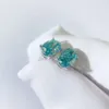 Nieuwe oorbellen in de Desiger -stijl voor heren- en dames buitenaardse blauwe groene ovale vvs pure sier oorbellen met moissaniet diamant hiphop oorbellen voor geschenken bruiloft