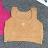 Spring automne femme O-Neck Lettre de logo en tricot chaud Embroidt Tanks Crop Top Designer Vest Camis SML
