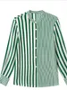 Blouses pour femmes Stranges roses ou vertes chemises longues décontractées 2024 Earnom Automne Blouse de soie de soie