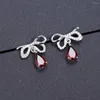 Серьги -сережки с гем -балет 2,10ct Natural Garnet Bow для женщин