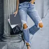 Женские джинсы Персонализированные уличные стиль повседневная растяжка нерегулярных песчаных брюк