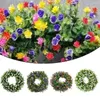 Decorative Flowers 35cm Artificial Straw Wreath Wildflower Garland Spring Hanging Pendants Wedding Flower Gift Party Easter Decor