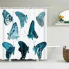シャワーカーテンカラフルな美しい蝶のカーテンバスルーム防水ポリエステ生地の浴槽装飾フック180x180cm