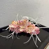 Feather Flower Hair Claw Sweet Fairy Style Hair Accessory for Daily Wear for Forest Girls Spring Summer mode huvudbonader