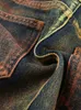 DEAT Women Dżinsowe spódnice krawatowe zielone nieregularne splicowane wiele kieszeni Mini spódnica 2024 Summer 29L3411 240412