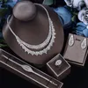 Brincos de colar Jóias de luxo de casamentos Jóias de luxo de zircônia africana Cristal geométrico Ring Bracelete de noiva e para mulheres