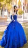 2021 Sexy Red Royal Royal Lace Lace Quinceanera vestido Ball vestido de cristal contas de ouro rosa lantejous sweetheart com mangas ruffl3424731