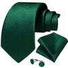 Bow Ties Fashion Solie Green Silk Jacquard tissé pour hommes Accessoires de fête de mariage Necketie Mandkerchief Cuffinks Gift Dibangu