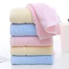 Serviette 5 pcs / ensemble Pure Coton Rectangle Face Soft Absorbant Couleur solide Couleur du bain ménage